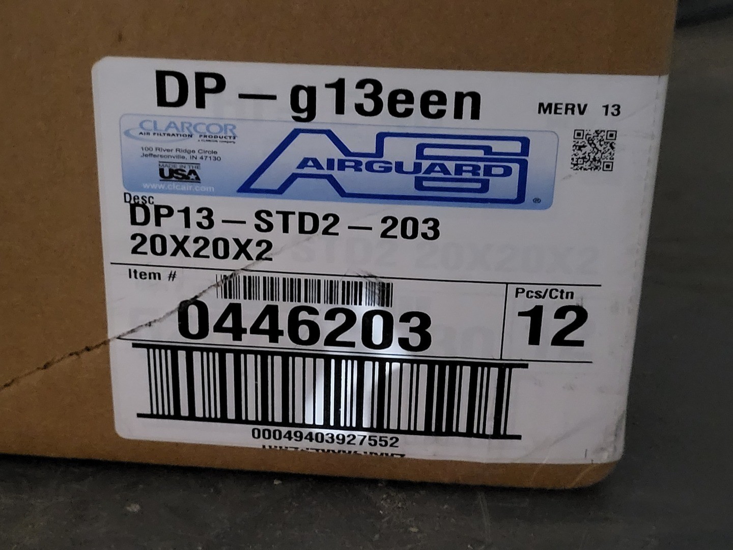 SURPLUS NEW AIRGUARD DP13-STD2-203 MERV 13 Extended Surface Pleated Filters