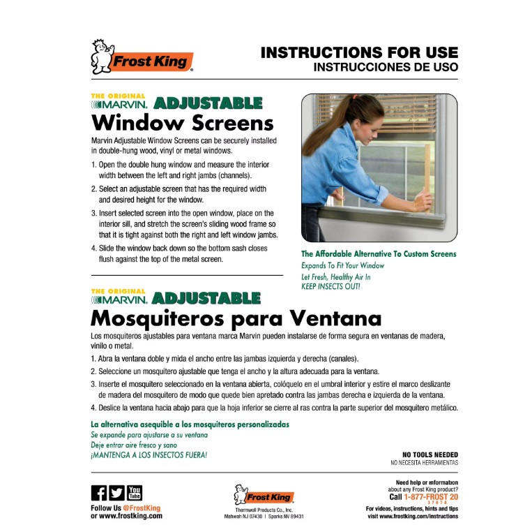 Frost King AWS1537/6W W.B Adjustable Window Screen 15in High with Wood Frame