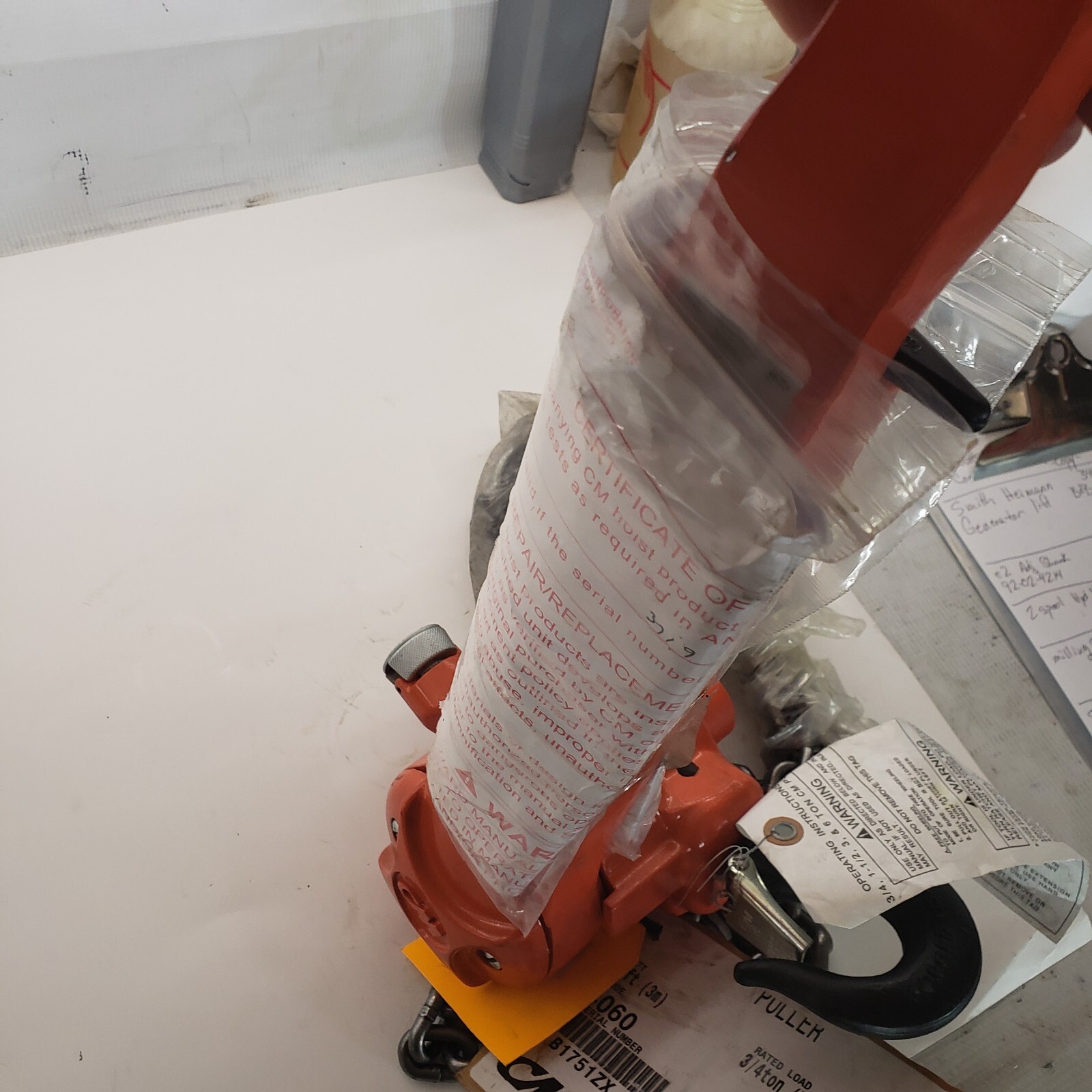 CM 4060 Manual Lever Hoist: 1,500 lb Limit, 58 lb Pull to Lift Load, 1 Chain
