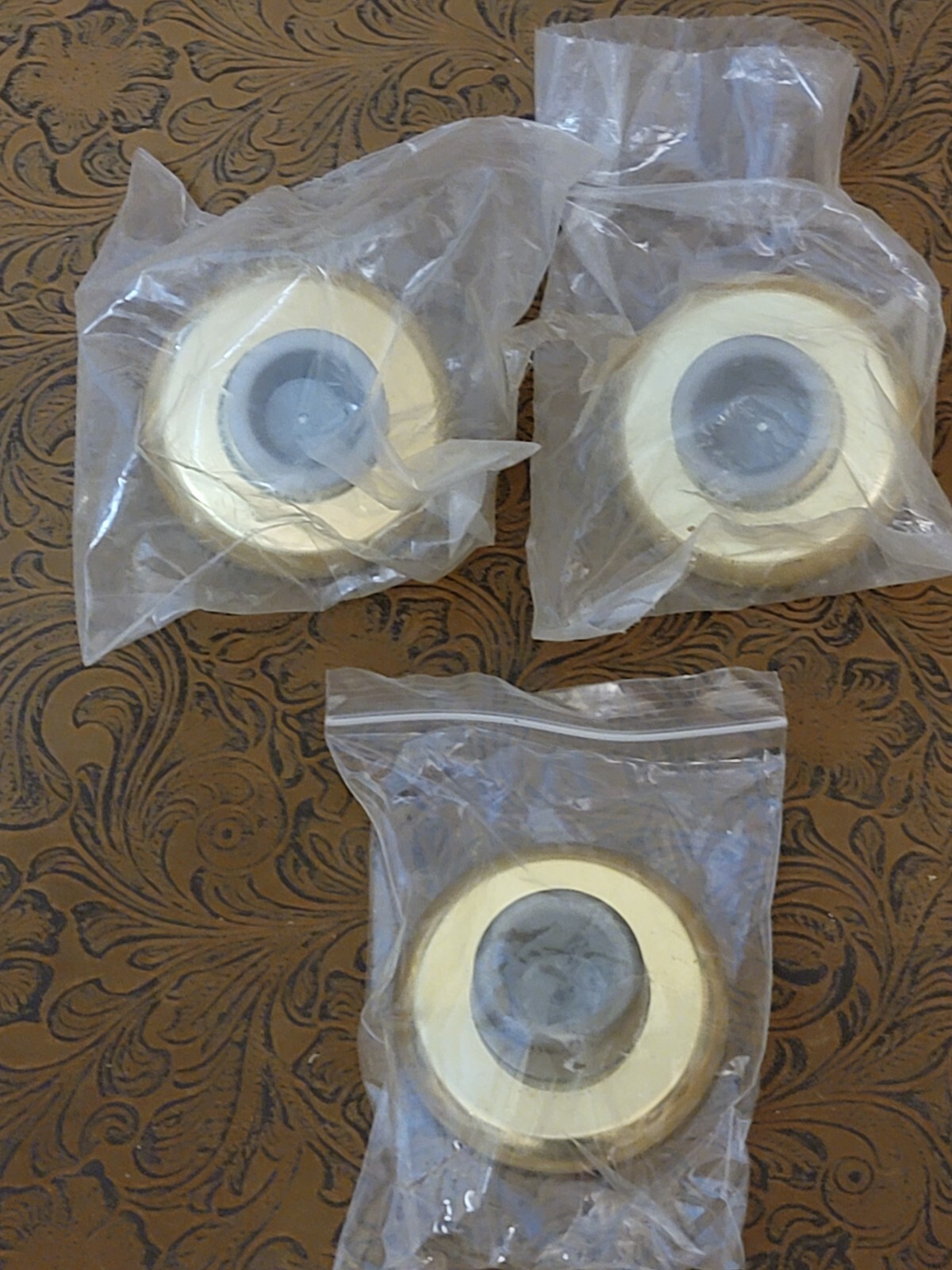 3 Pack ROCKWOOD 409 US3 Concave Door Stop Wall Mount Bright Brass Lot# 13 READ ზ