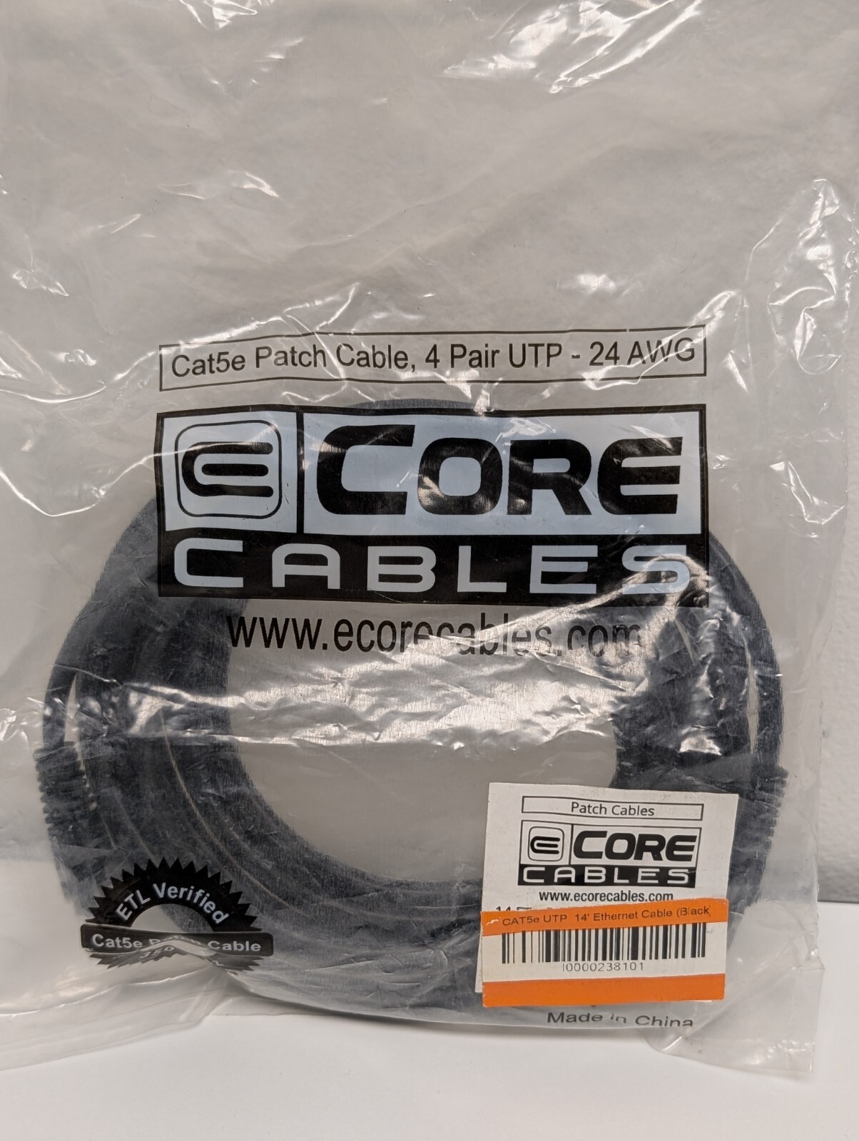 eCore Cat5e Ethernet Patch Cable – 14 Feet – Black [USA]
