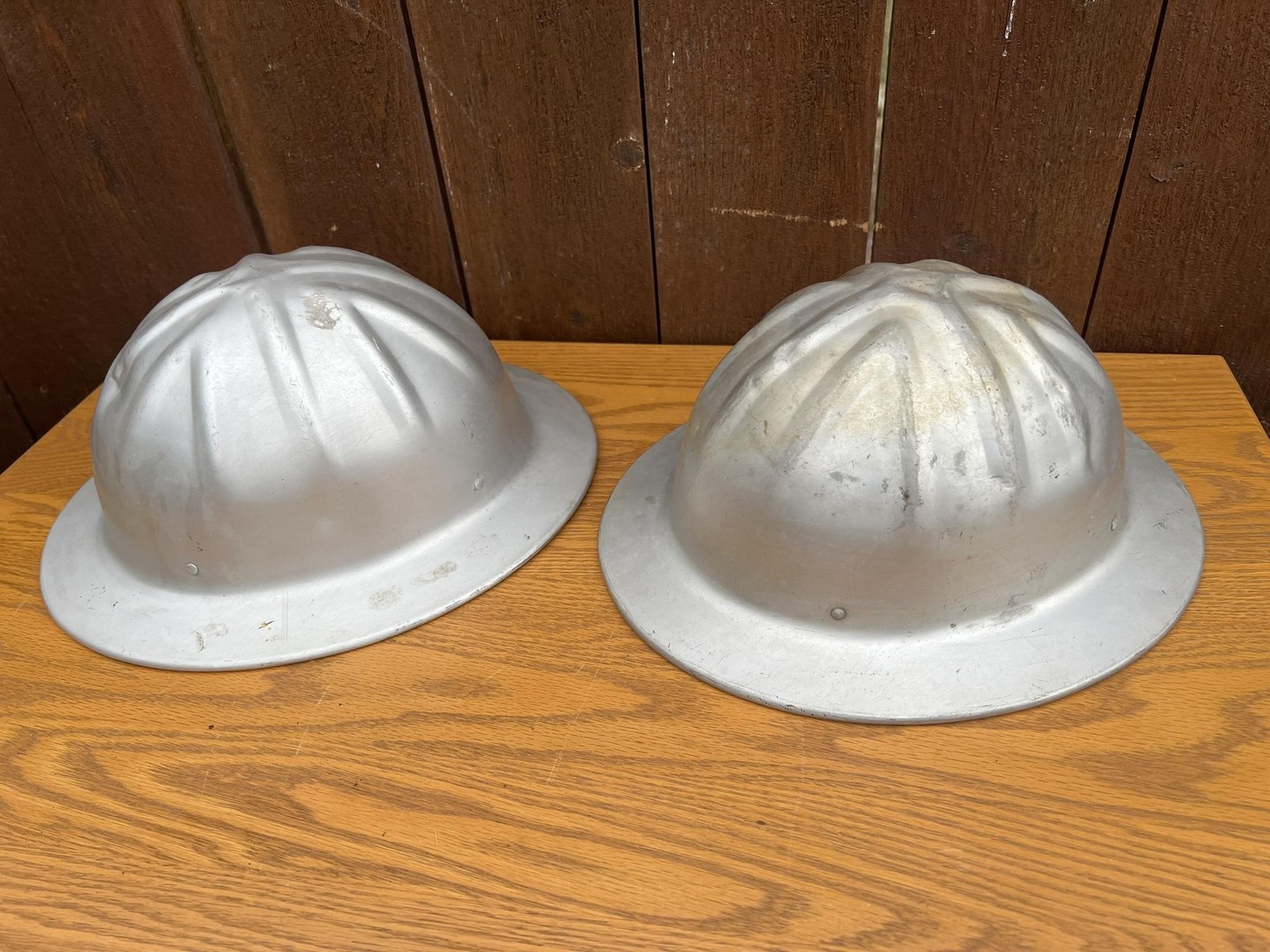 Vintage MSA McDonald T Hat-Standard Aluminum Safety Hard Hat Lot 2 Silver USA