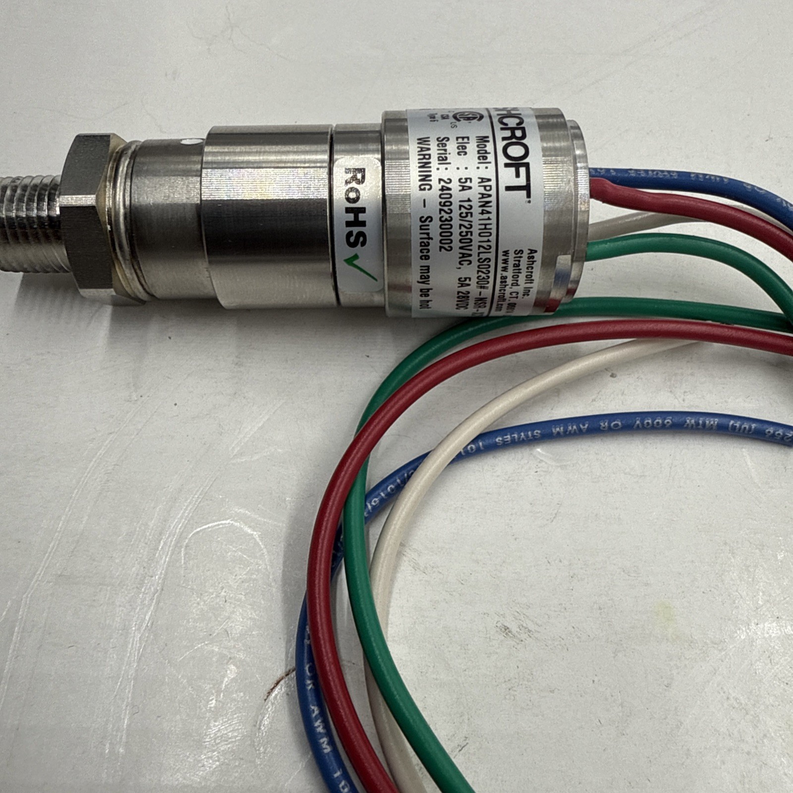 ASHCROFT APAN71H012CS0230#-NSR PressrSwtch,ExplProof,SPDT,6to30psi 36K045