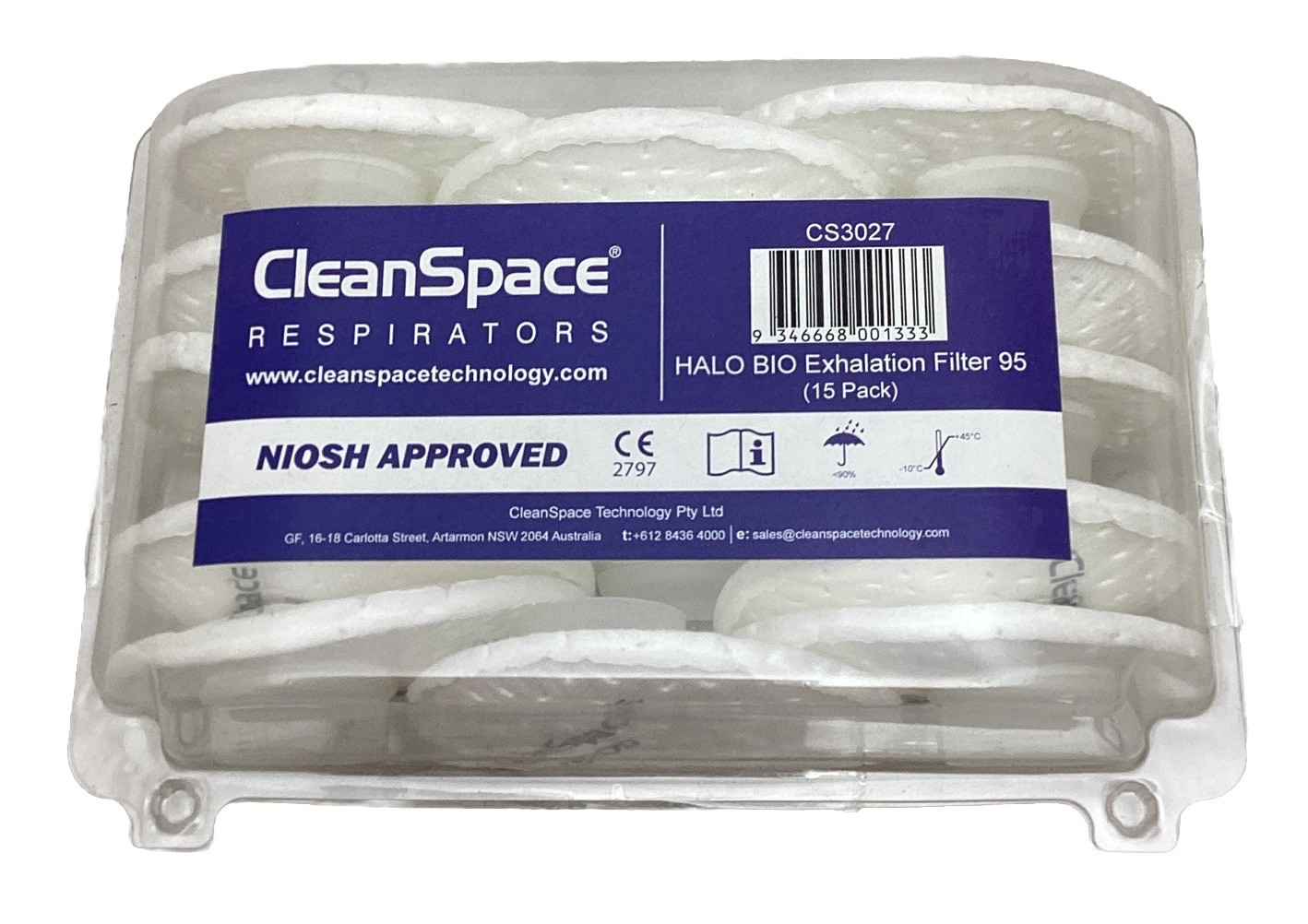 Clean Space Bio Exhalation Filter CS3027 NIOSH Approved (15 Pack)