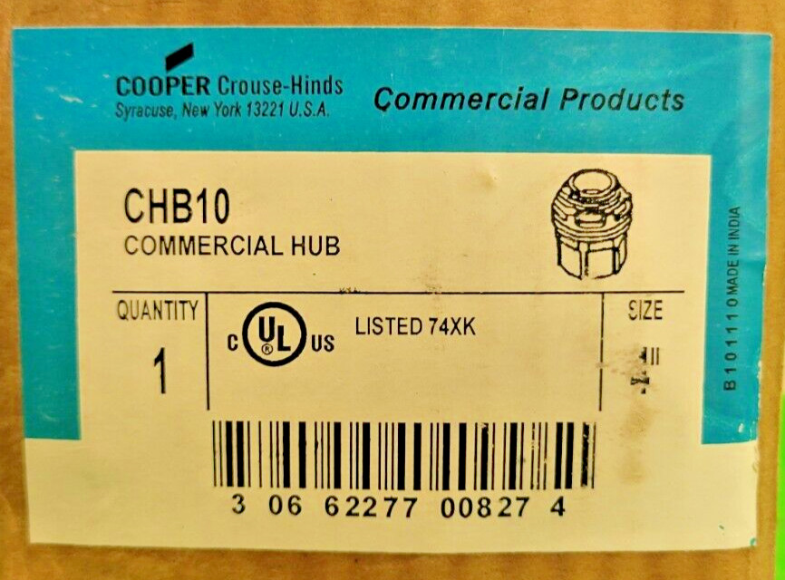 🟠COOPER C HINDES CHB10 COMMERCIAL HUB 4″ NPT PESSCO OFFERING 1 G092424-4-12 🗽