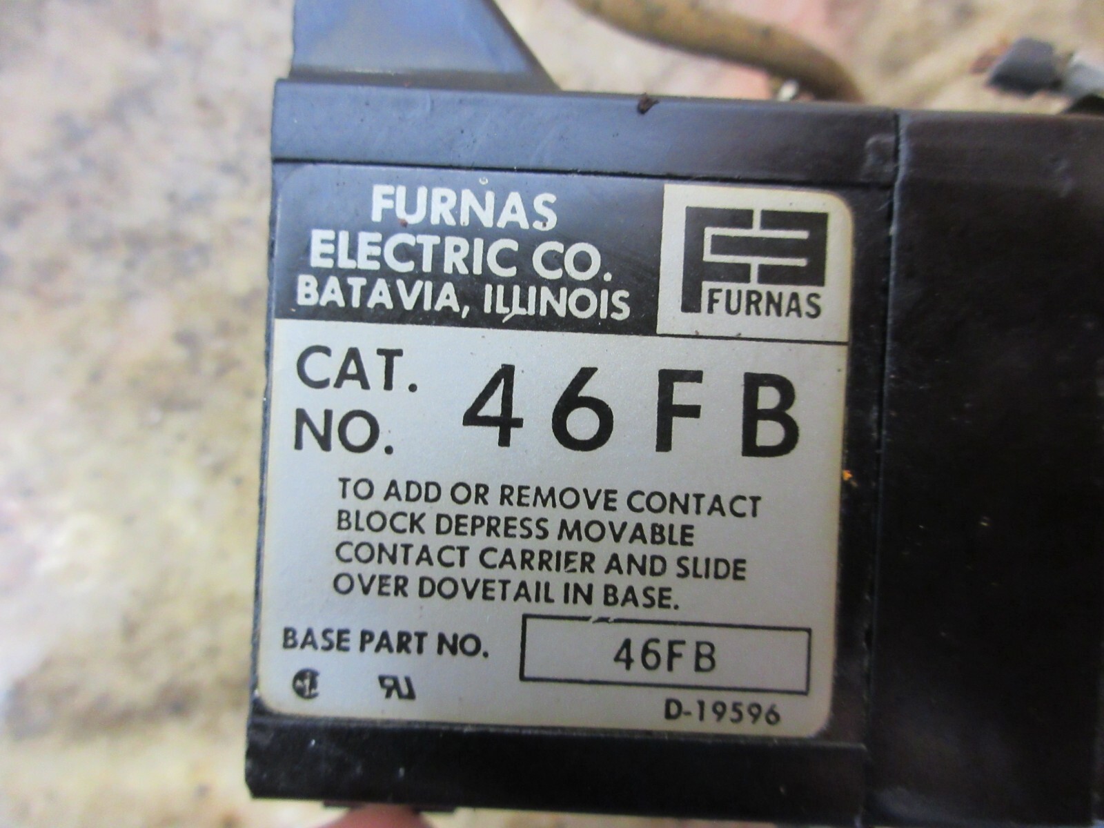 FURNAS ELECTRIC 46FB D-19596 46ZB02 A300 N-3042 75D52516F 2260-32 CONTACTOR