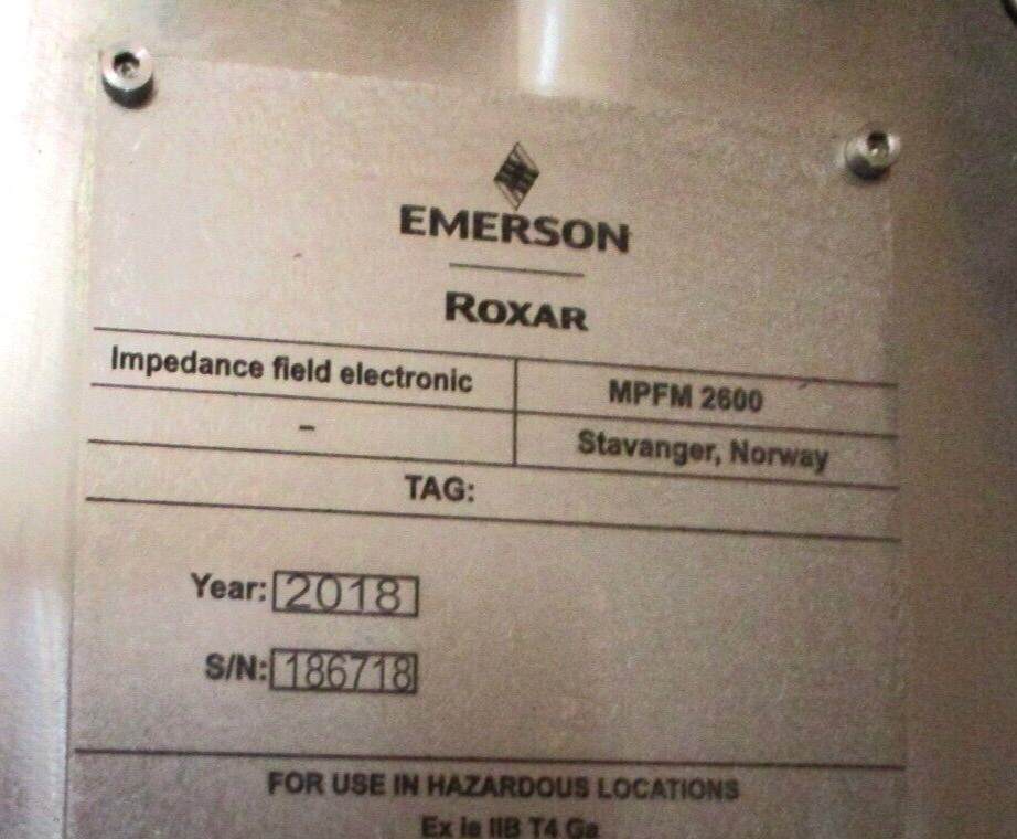 EMERSON ROXAR , MPFM2600 , MULTIPHASE FLOW METER , 2″ 600 RAISE FACE , SURPLUS