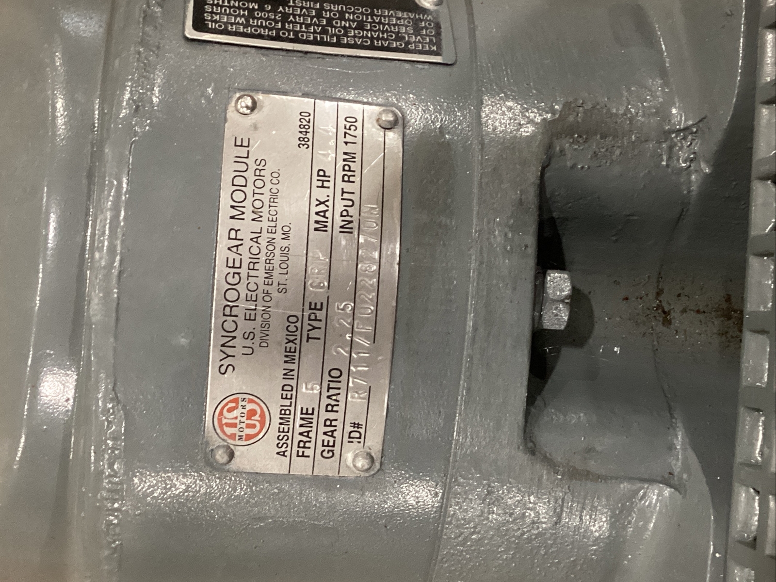 US Unimount Gear Motor 125 , # E180A , 1/2 HP /R711/F0228270H #290TWLFMLD18