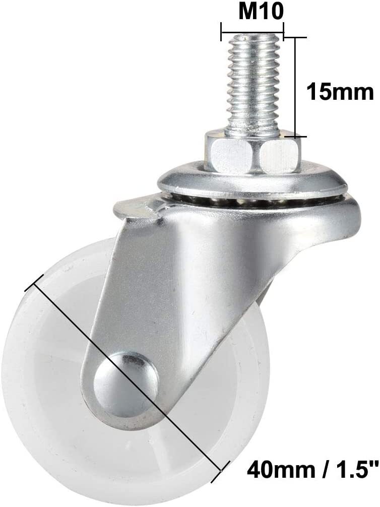 1.5 Inch Swivel Caster Wheels PP 360 Degree Threaded Stem Caster Wheel M8 x 15mm