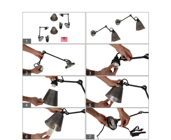 Uolfin Modern Brushed Black Wall Light,1-Light Farmhouse Swing Arm Wall Lamps