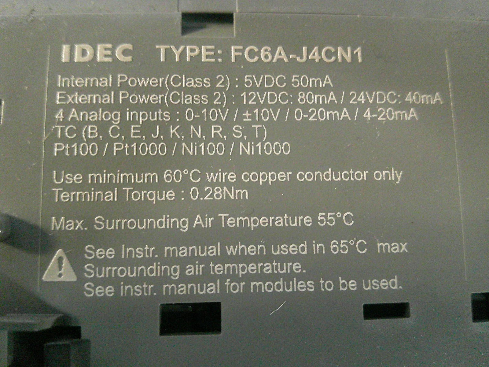 IDEC FC6A-J4CN1 FC6A MicroSmart PLC 4PT Universal Analog Input Module