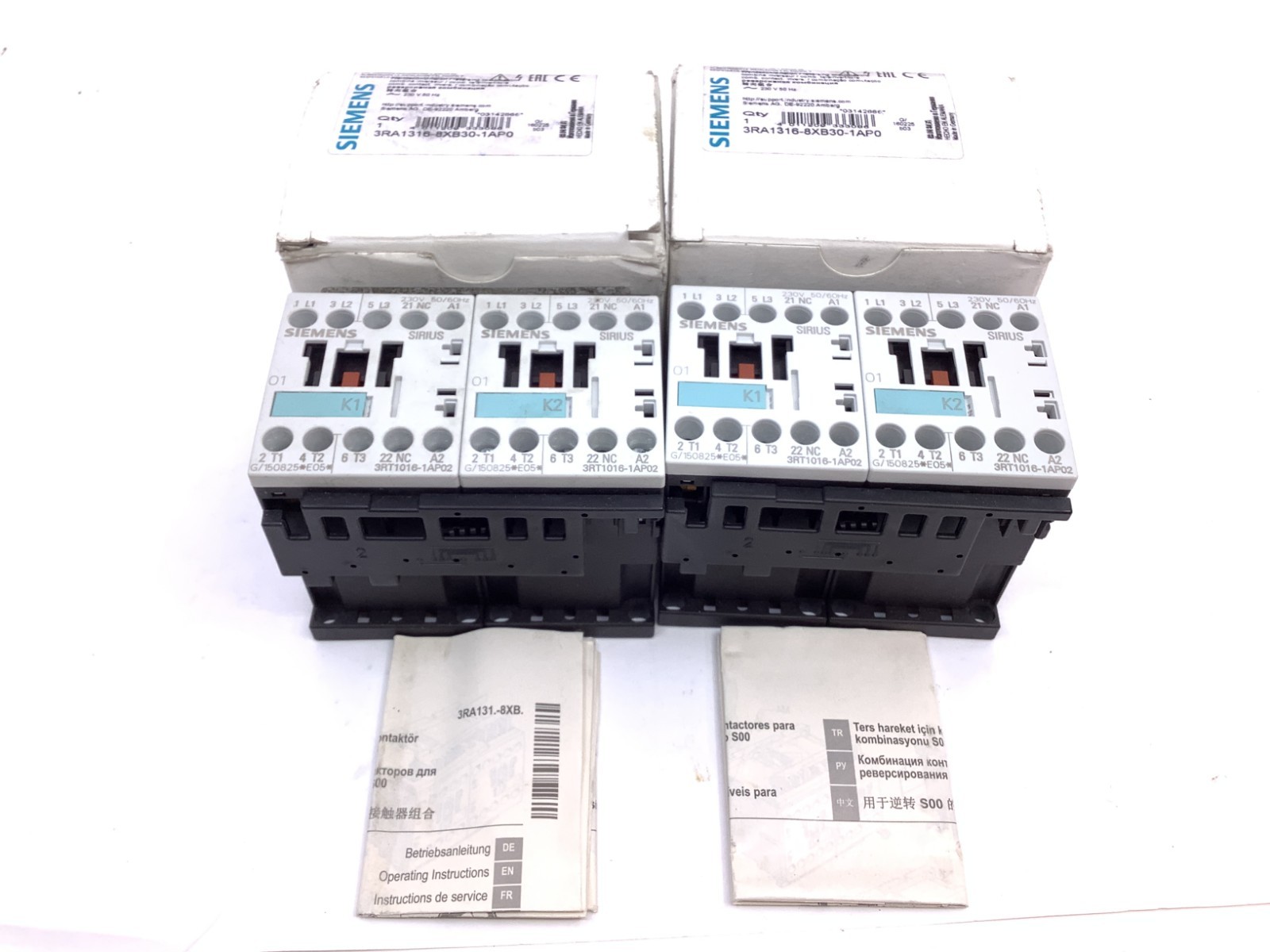 Lot of 2 SIEMENS 3RA1316-8XB30-1AP0 Reversing Contactor 230V 22A NSMP