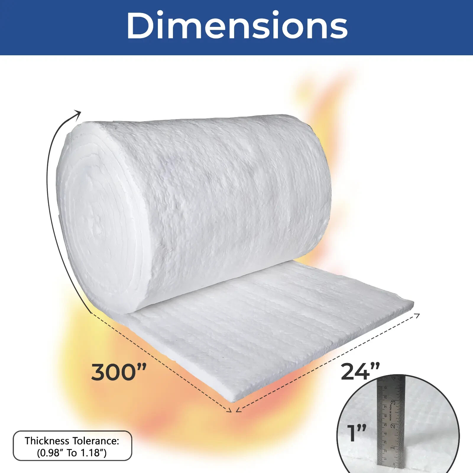 Ceramic Fiber Insulation Blanket Wool Thermal 2600F 8# 1″ x 24″ x 25′