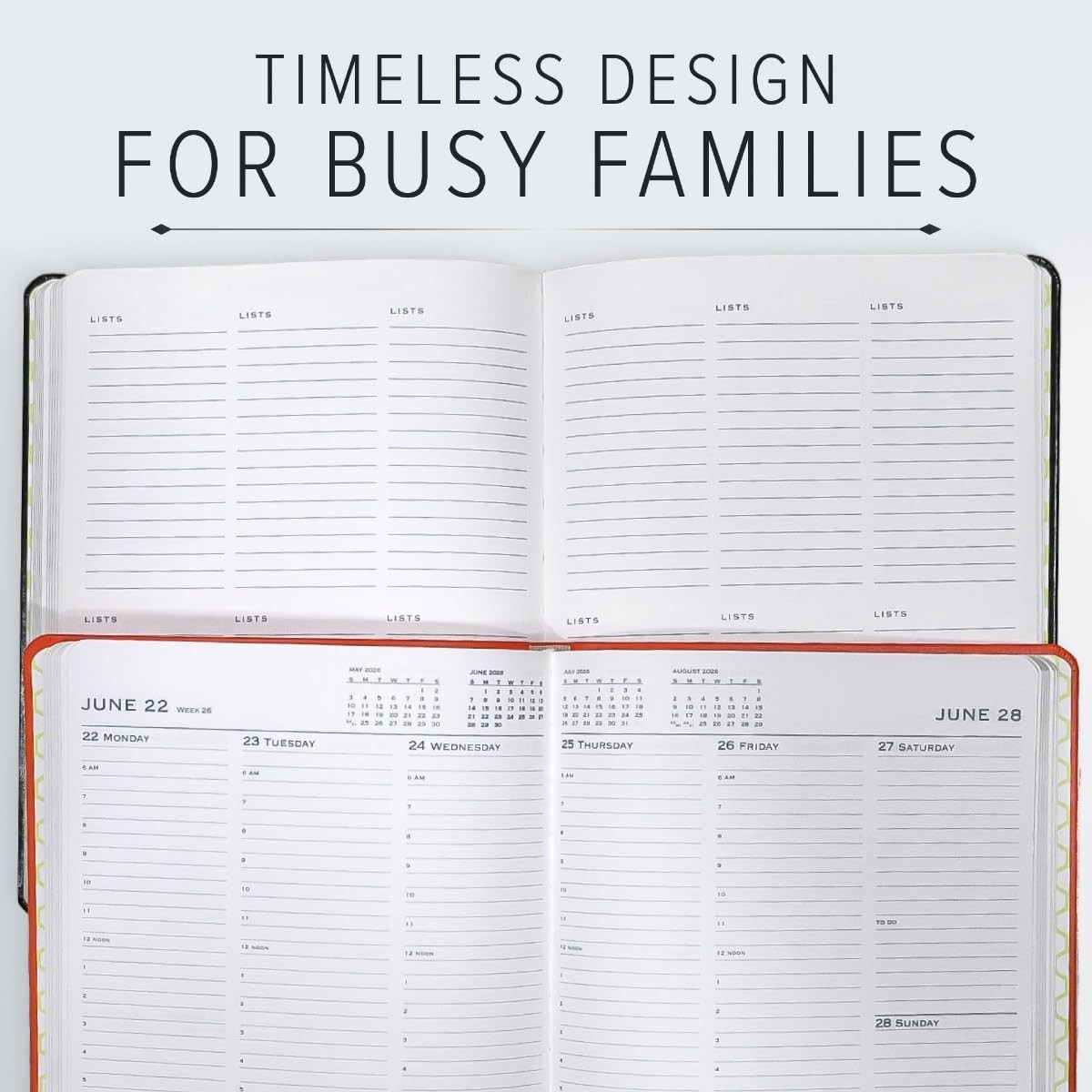 Gallery Leather Family Planner 2025-2026, for moms, Elegantly Bound Calendar Pla