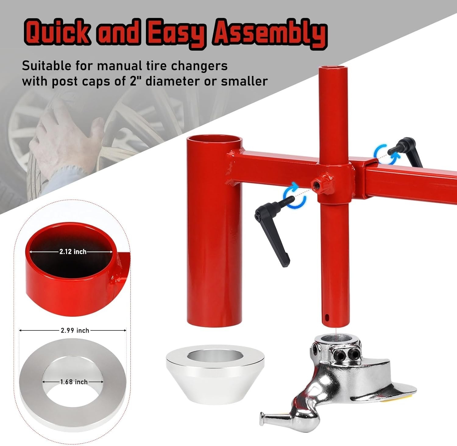 Upgraded Manual Tire Changer Duck Head Kit with Centering Cone, Cast Steel Du…