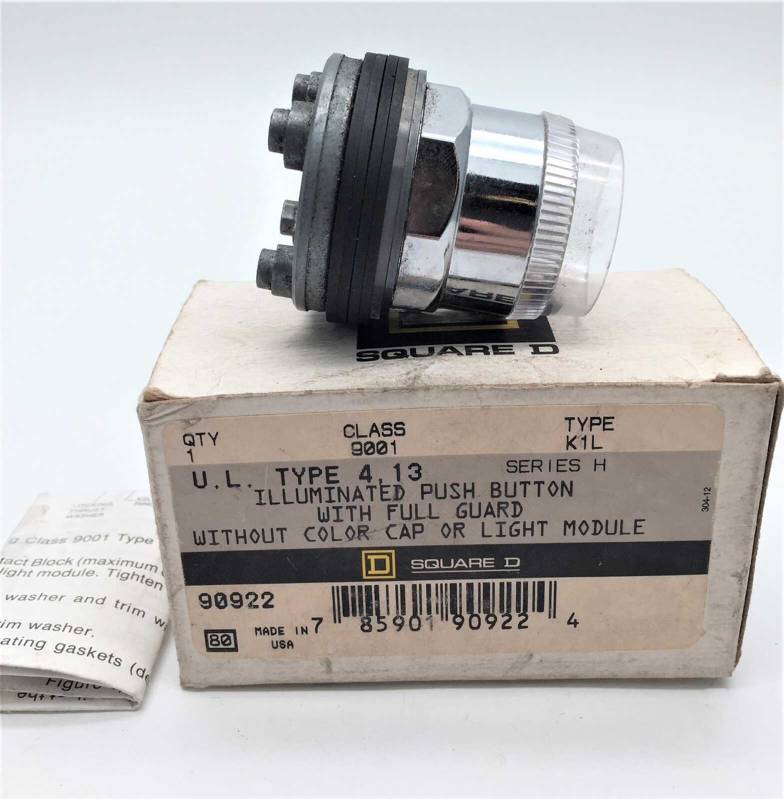 Square D 9001 K1L Type 4,13 Series H Illuminated Pushbutton without Cap