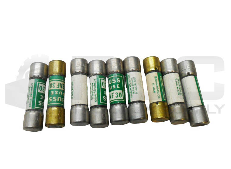 LOT OF 9 NEW BUSSMANN BAF 30 FUSE 30A