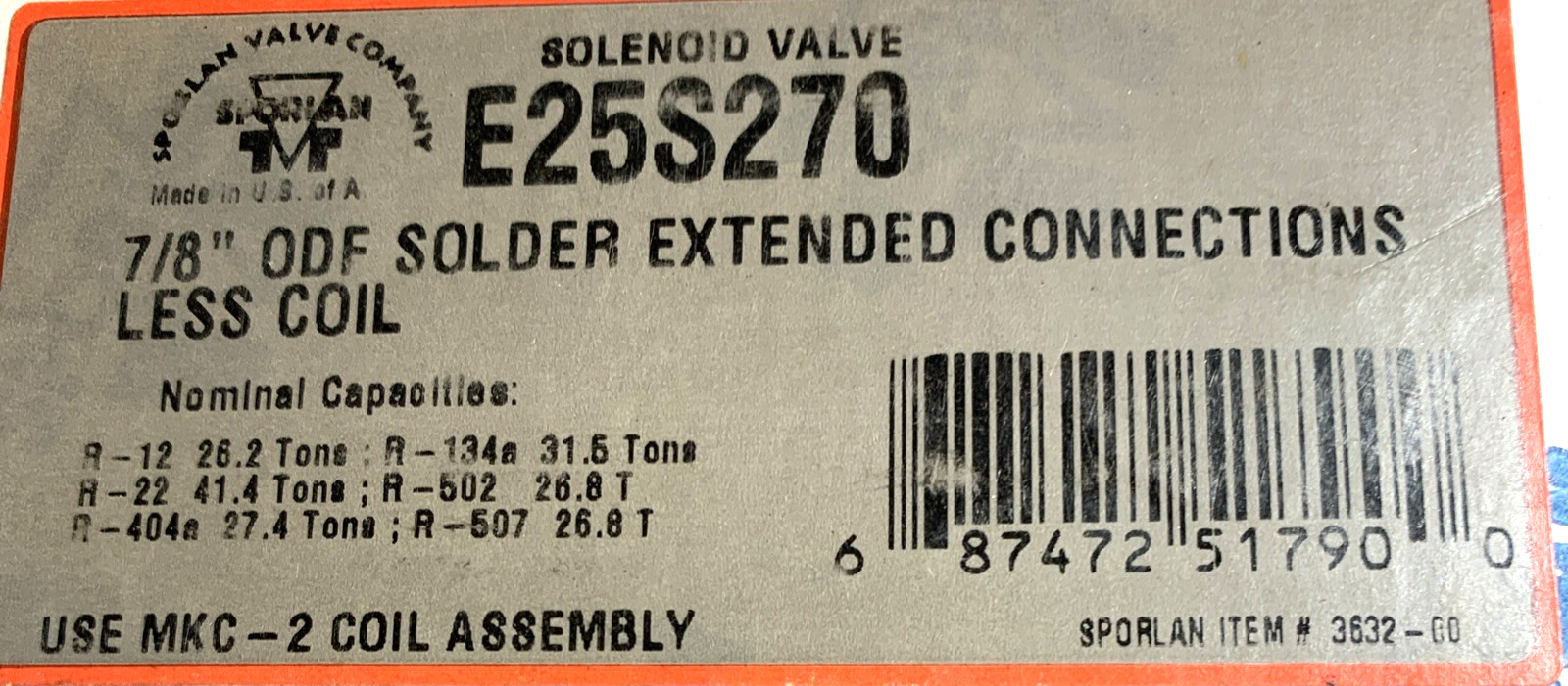 Sporlan E25S270 Solenoid Valve