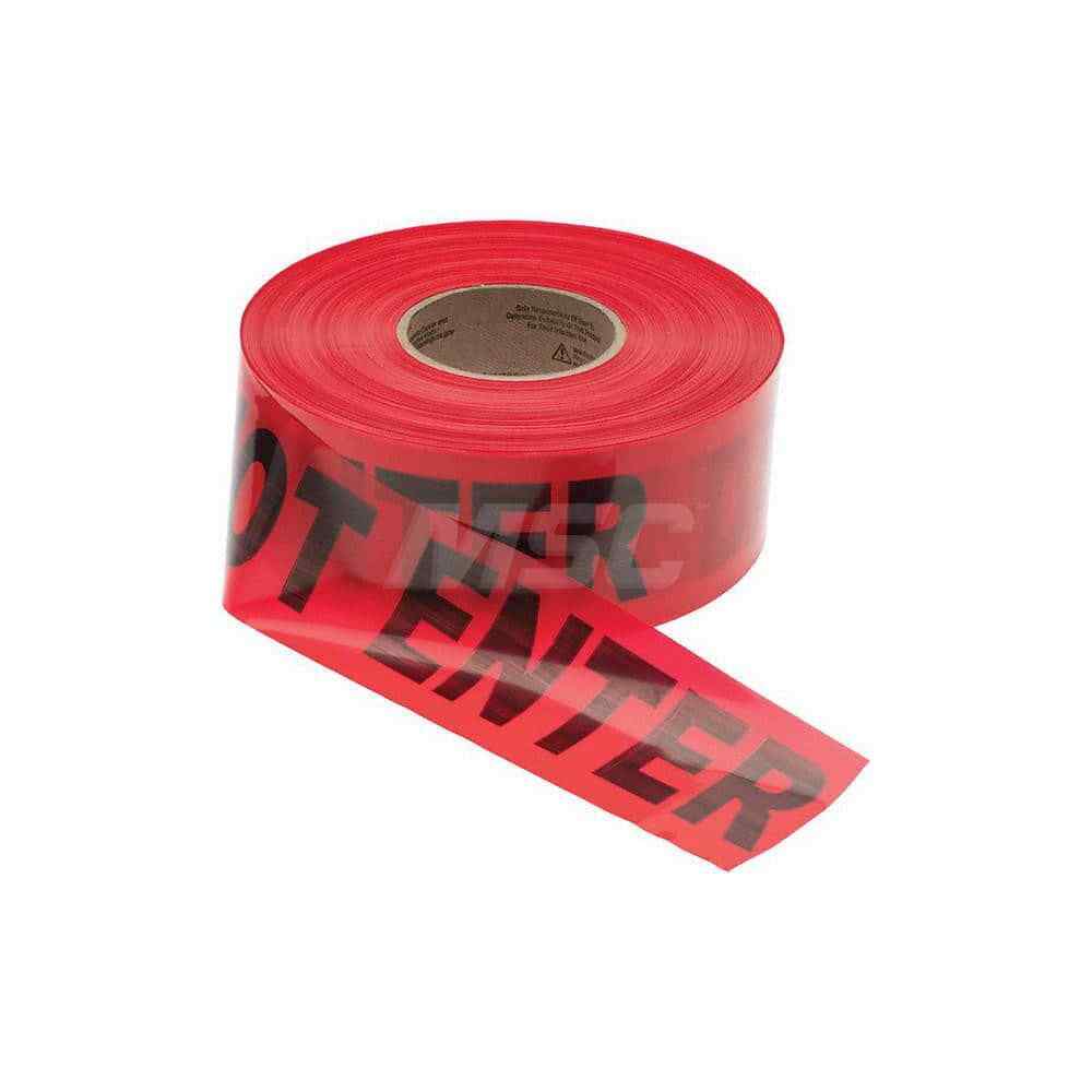 1,000′ Long x 3″ Wide Roll, Polyethylene, Black & Red Barricade Tape