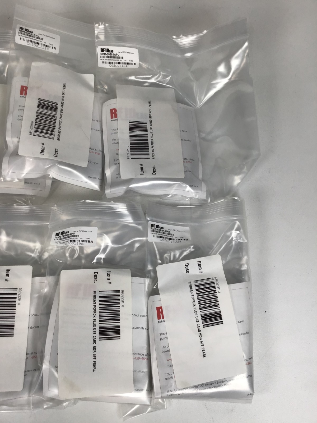 Lot of 10 RFIDeas USB Card Reader RDR-80581APU 006922MIU Pearl 6 Foot ~