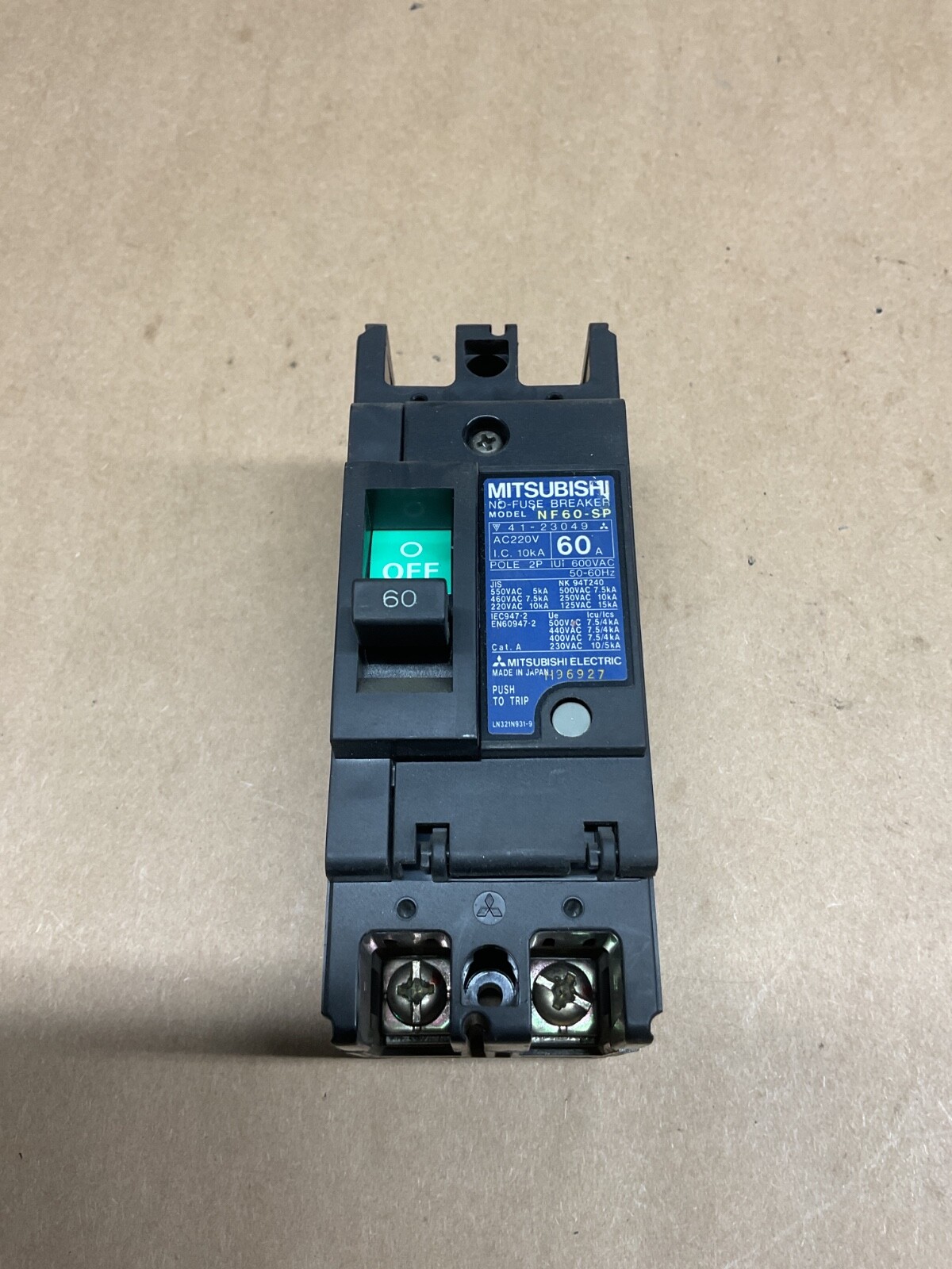 MITSUBISHI NF60-SP NO-FUSE CIRCUIT BREAKER 60A 2P 600V #4002PT139