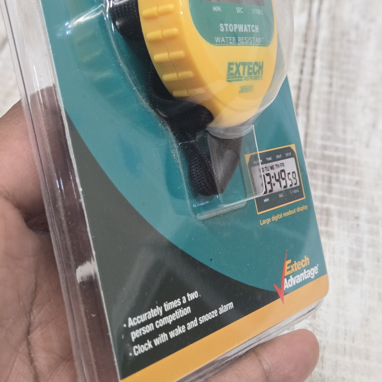 Extech 365510 Digital Stopwatch, Water Resistant Yellow/Green