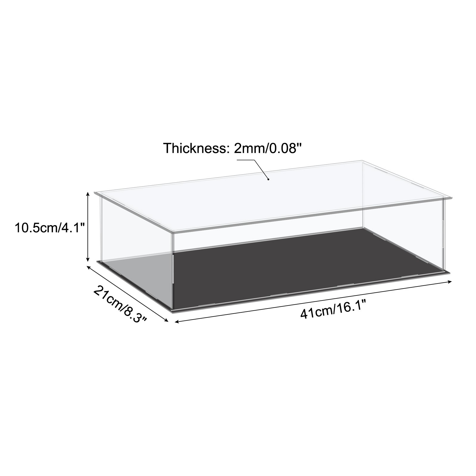 Acrylic Display Case Plastic Box Cube Storage Box Clear 41x21x10.5cm