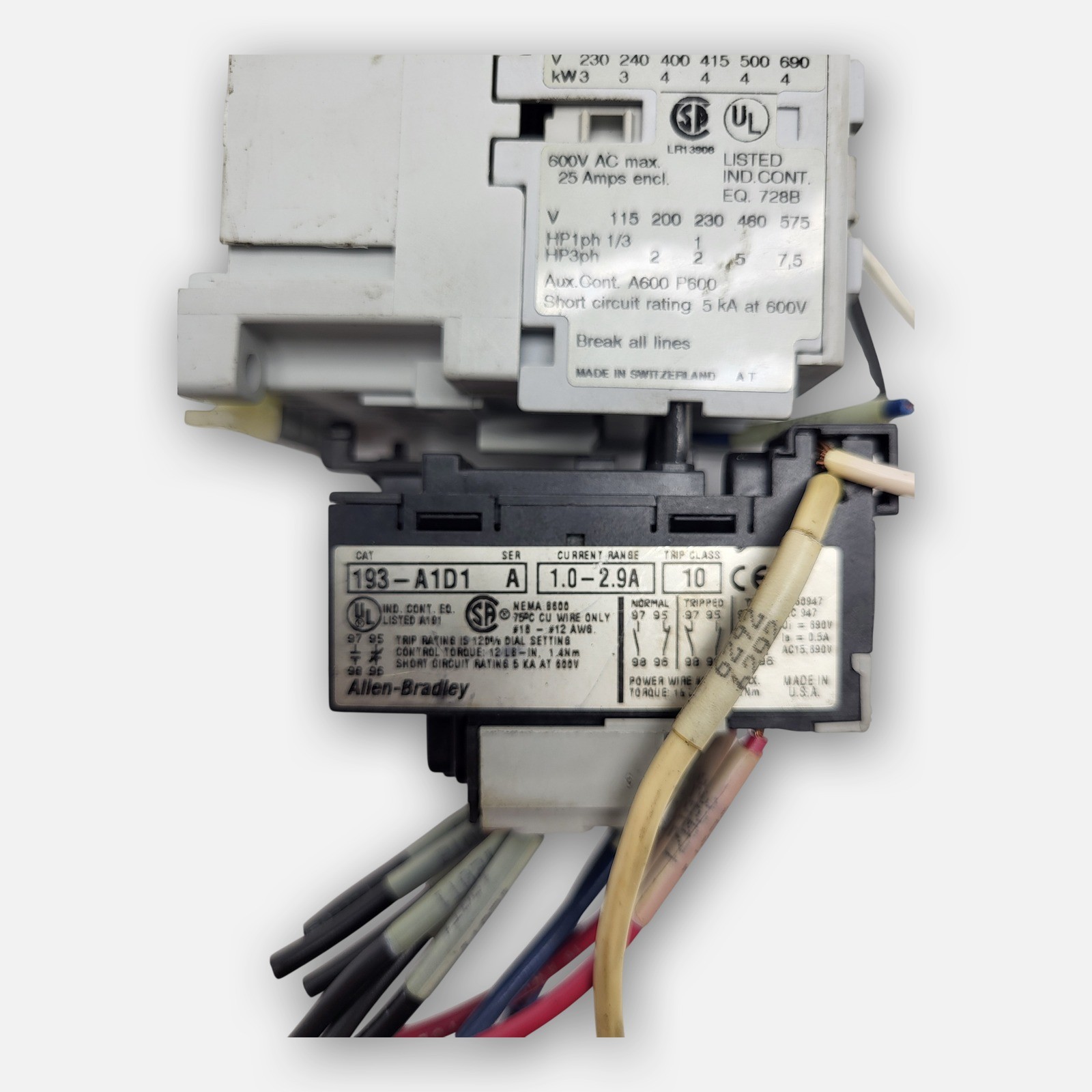 ALLEN BRADLEY 100-C09*10 /A W/ 193-A1D1 /A W/ 199-FSMA10 /B COIL 110V/50HZ