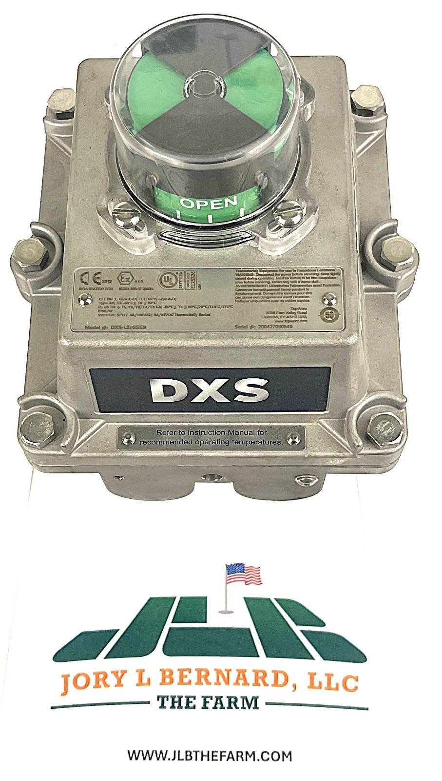 TOPWORX, DXS-L21GSEB, 3/4″ NPT, 316 SST, 120 VAC, DISPLAY GREEN OPEN, NEW
