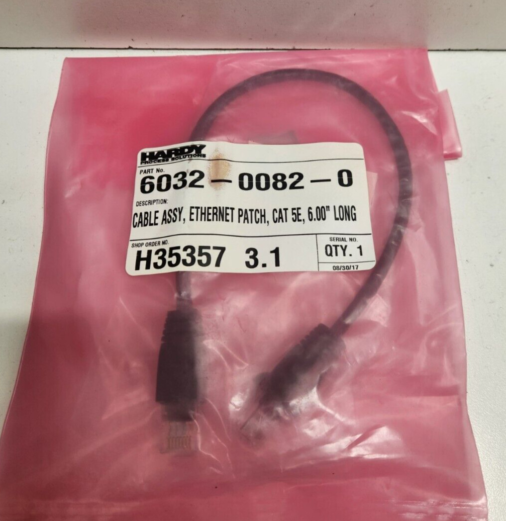 NEW OLD STOCK! HARDY 6FT CAT 5E ETHERNET CABLE ASSEMBLY 6032-0082-0