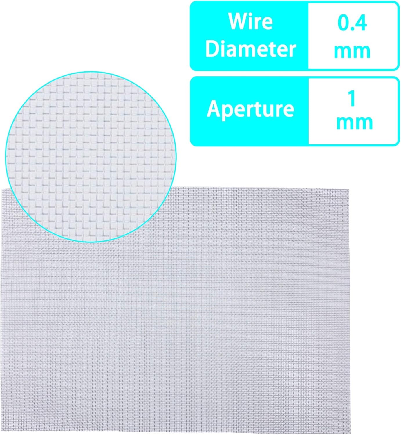 SOTEE 4 Pack – 304 Stainless Steel Woven Wire Mesh 20Mesh-11.8″ x 8.27″, Gray