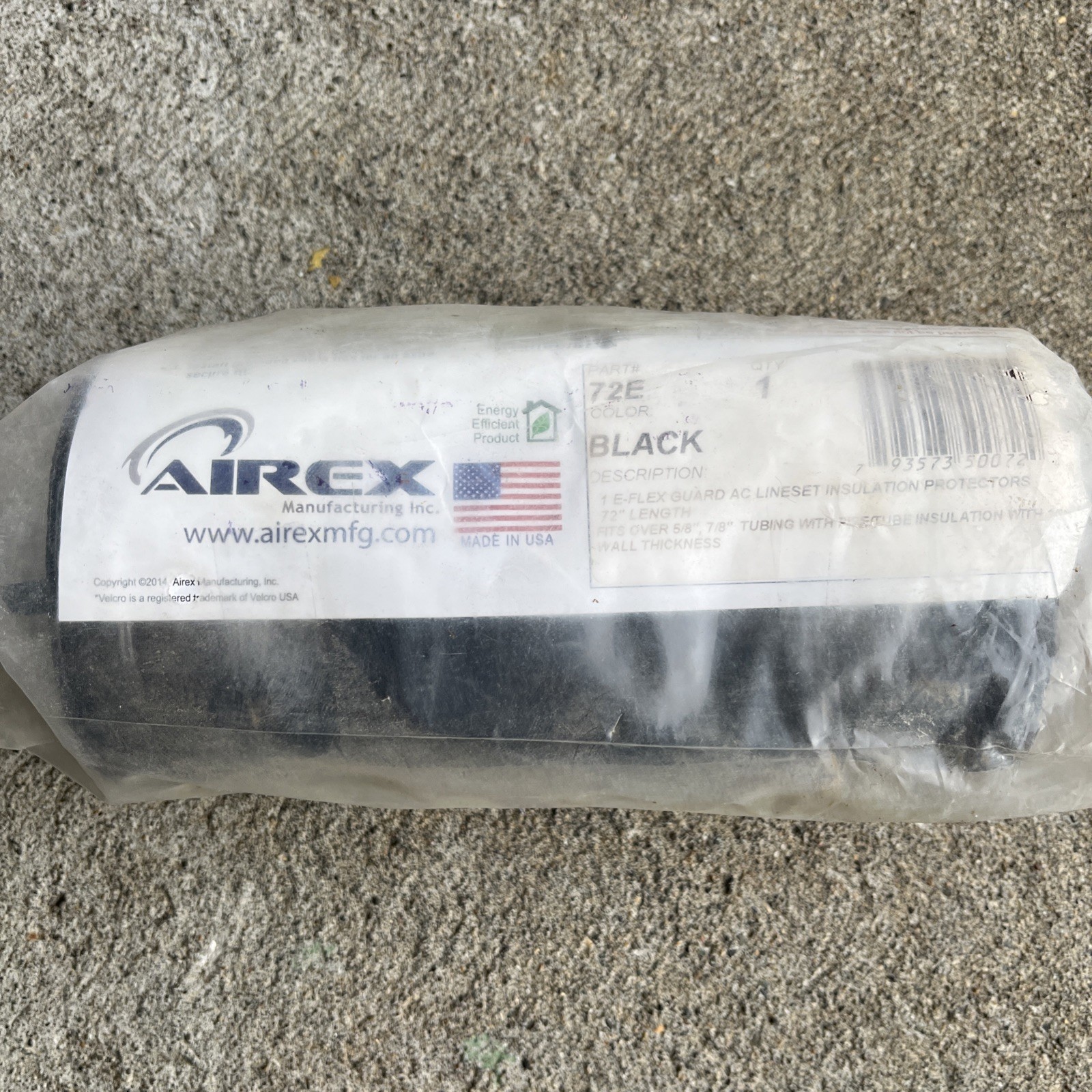 Airex 72E-B E-Flex Guard Black Line Set Cover for 5/8 and 7/8 Tubing w/ 1/2 Wall