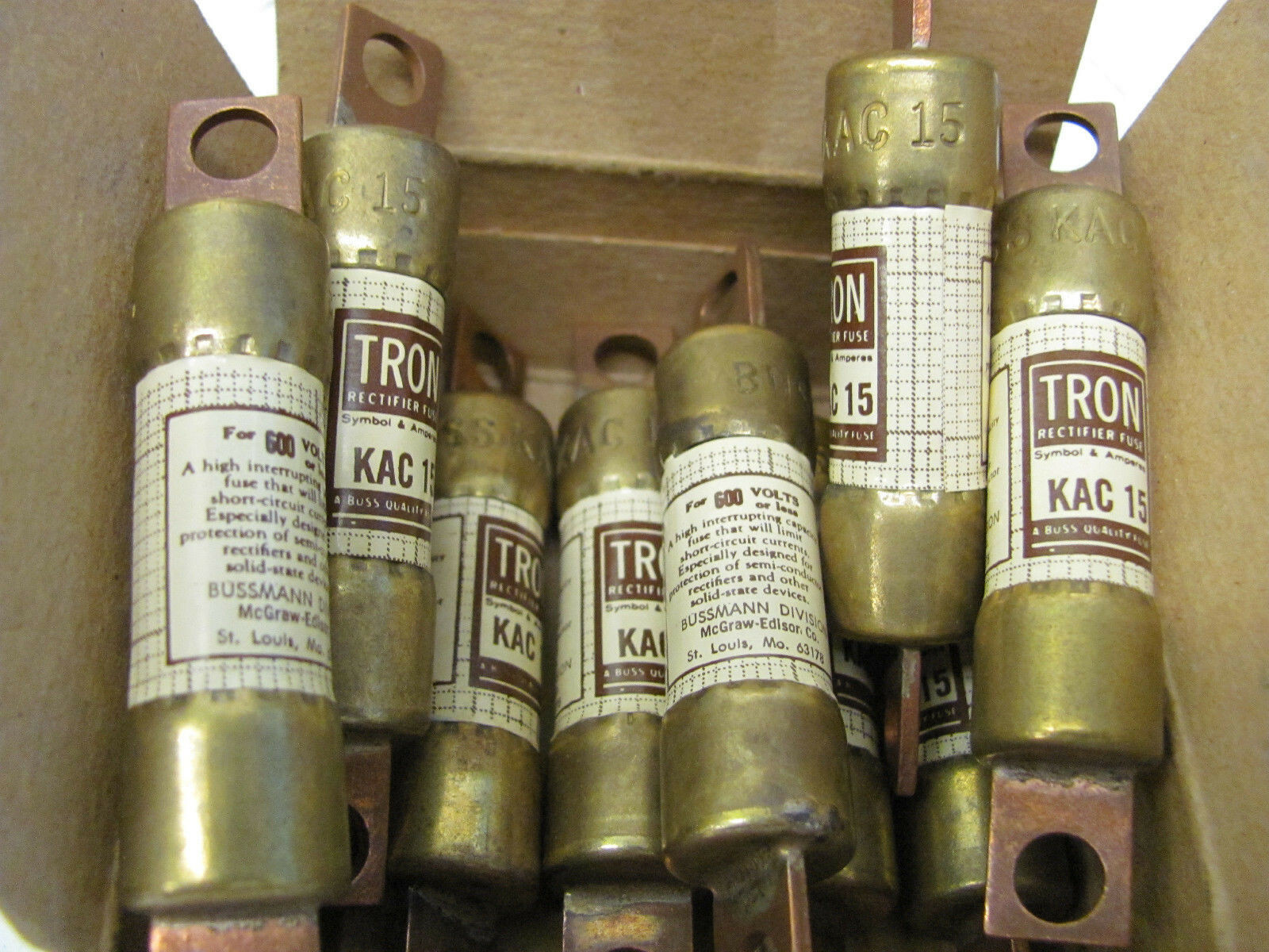 BOX OF 10 TRON BUSSMANN RECTIFIER FUSES KAC 15 600V/15A NEW(OTHER)