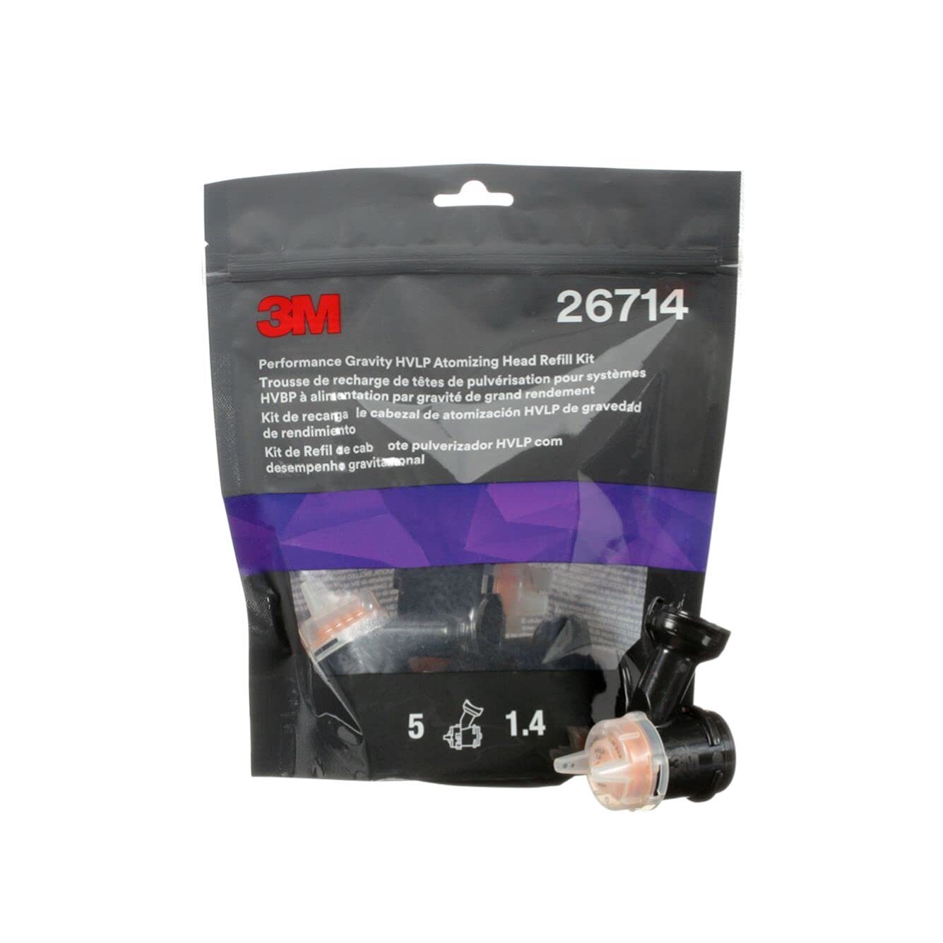 3M Permance Gravity HVLP Atomizing Head Refill Kit 26714 Size 1.4 Orange