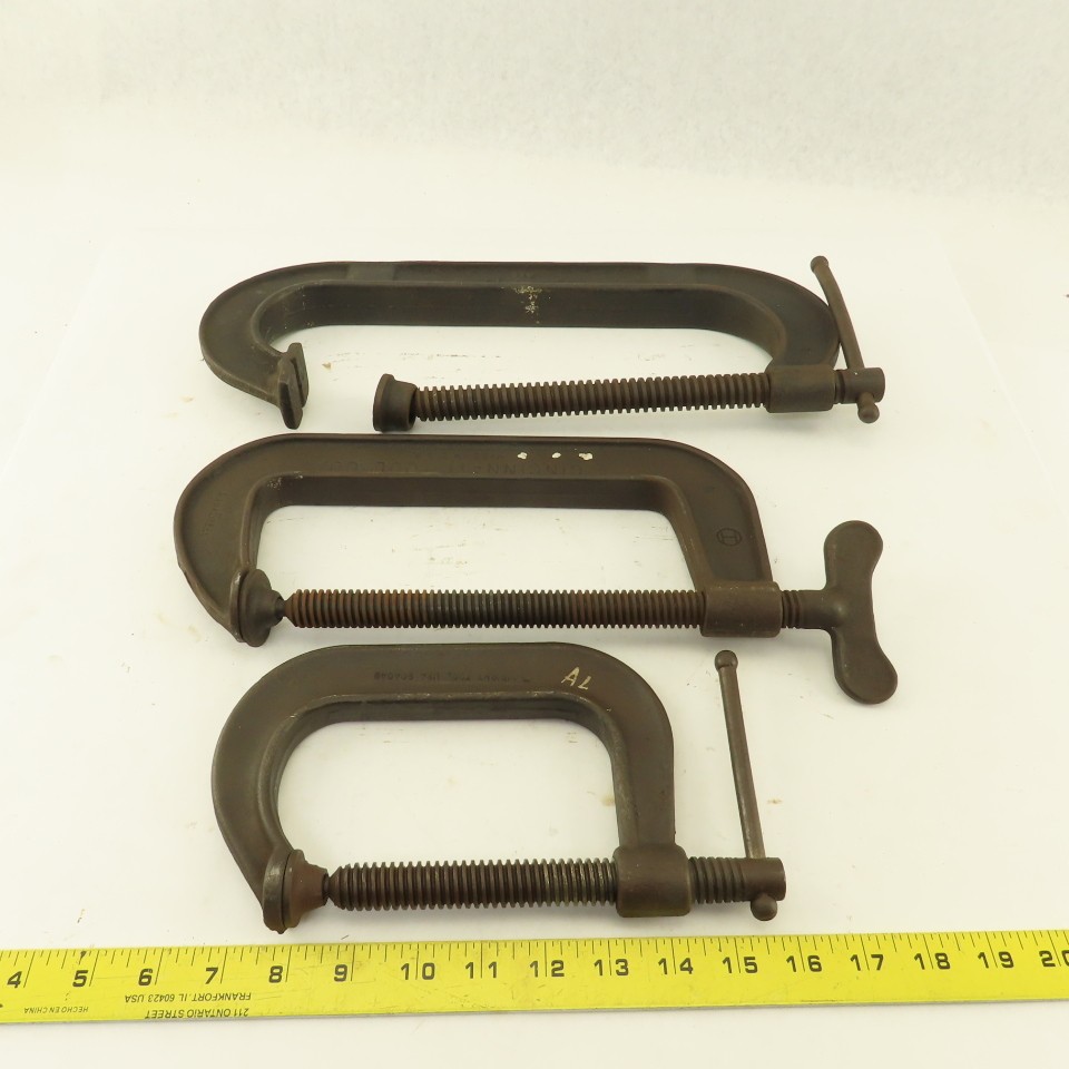 Drop Forged Steel 10″ 8″ & 5″ C-Clamp Tool Lot of 3