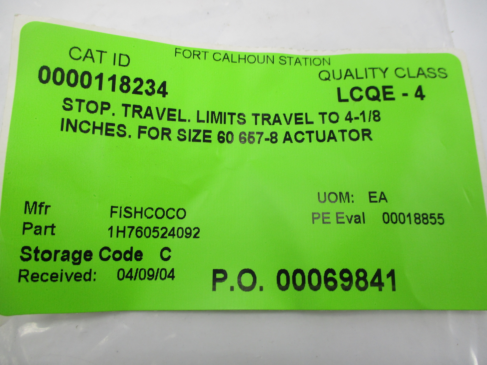 FISHER 1H760524092 TRAVEL STOP PKG OF 5 NSNP