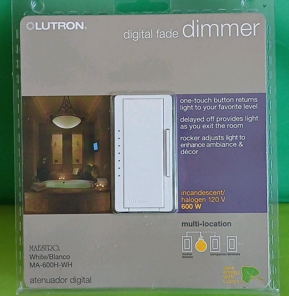 Lutron Maestro MA-600H-WH Digital Fade Dimmer – White