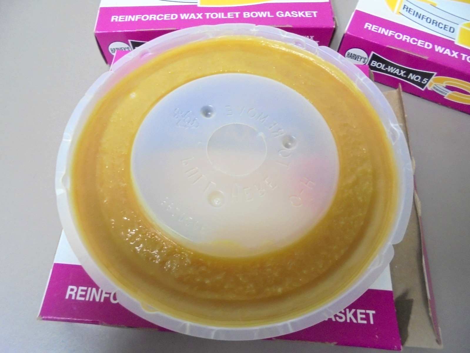 Lot of 3 Harvey’s BOL-WAX No. 5 Toilet Bowl Wax Ring Gaskets Reinforced