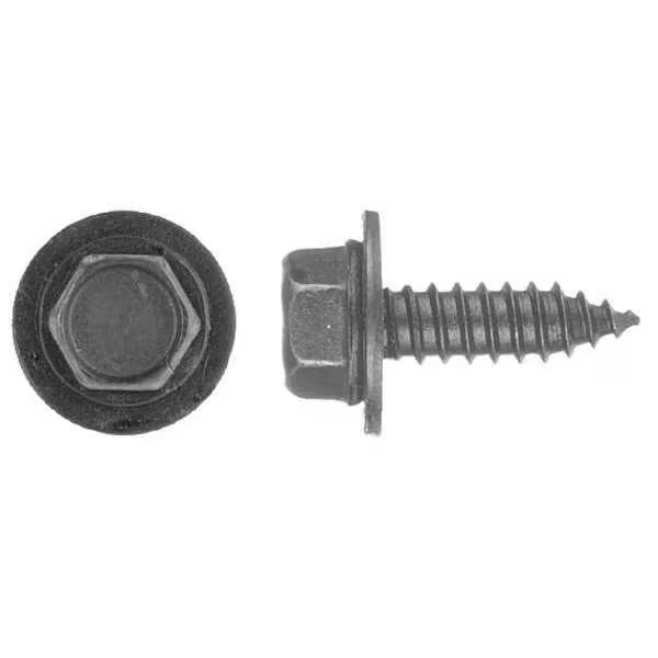 Sheet Metal Screw, M6.30 x 20 mm, Black Phosphate Steel Flange Hex Head External