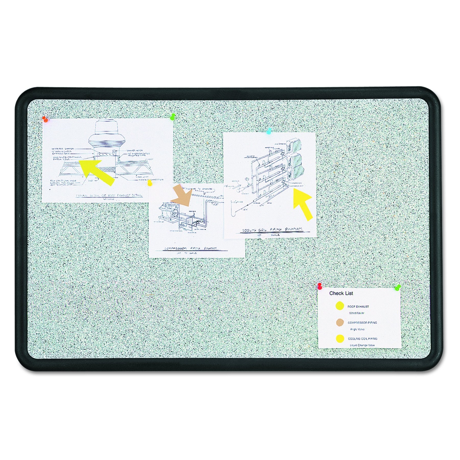 Quartet Contour Granite Board, 48 x 36, Granite Gray Surface, Black Plastic
