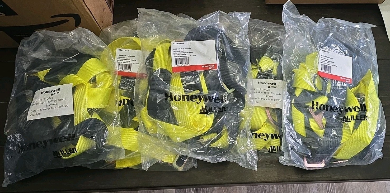 5 Honeywell Miller H100 Full Body Safety Harnesses – L/XL – H11110022 – New