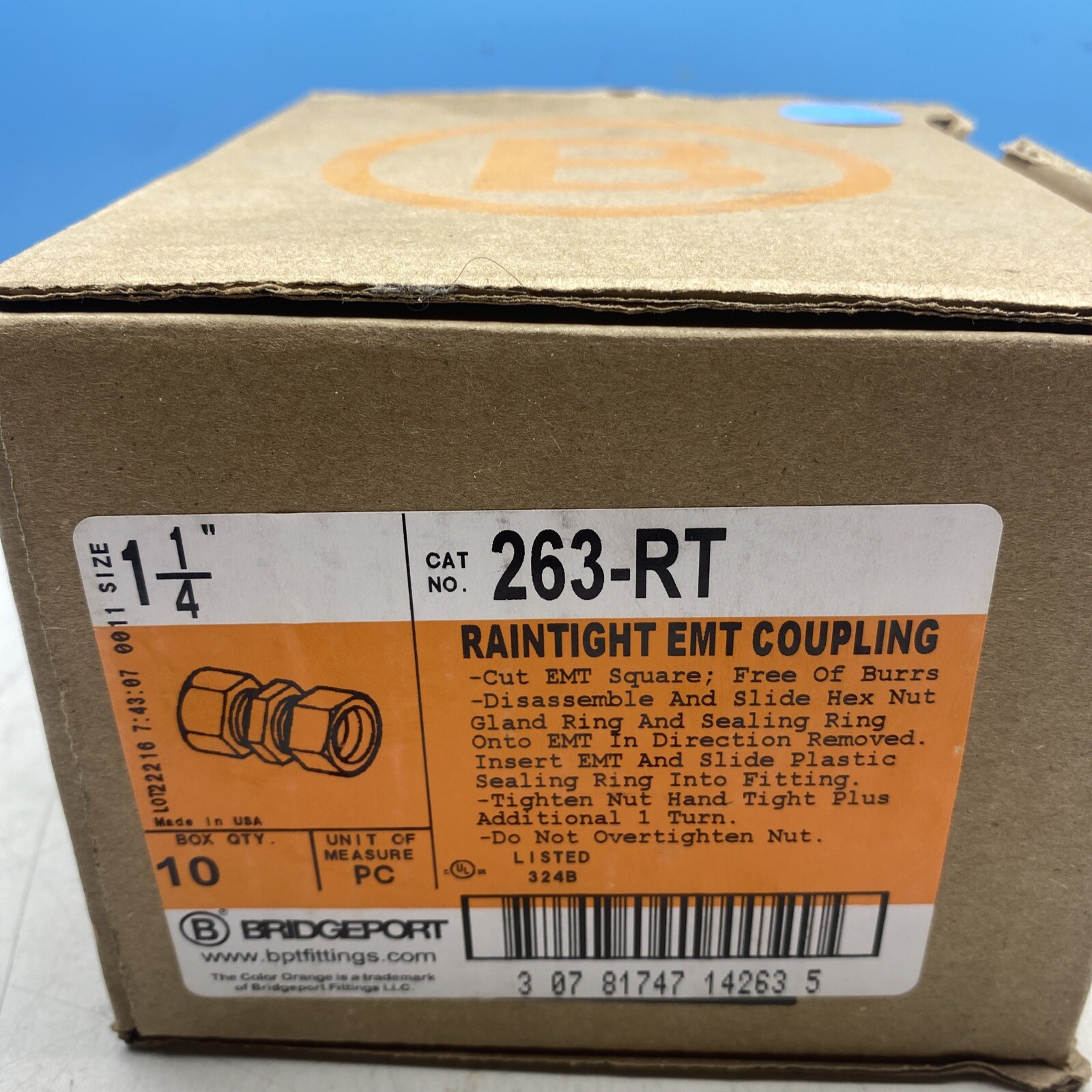 Bridgeport 263-RT Raintight Compression Coupling 1-1/4 Inch Box Of 10