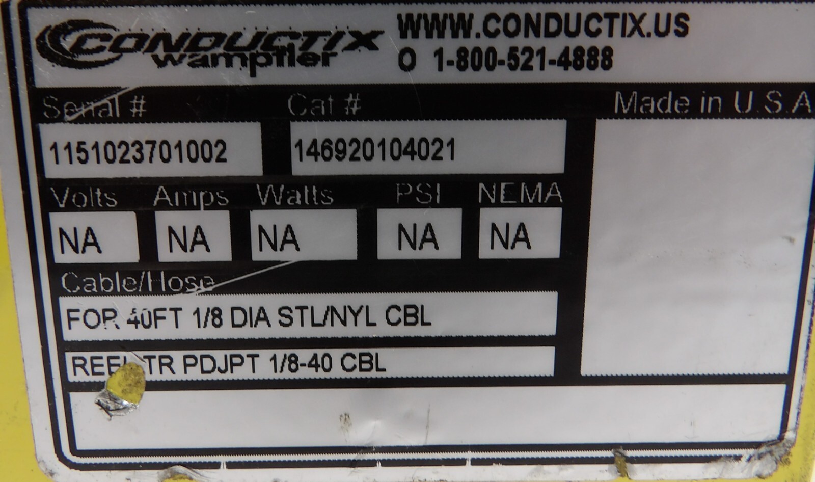CONDUCTIX-WAMPFLER 1400 Series Torque Reel 146920104021