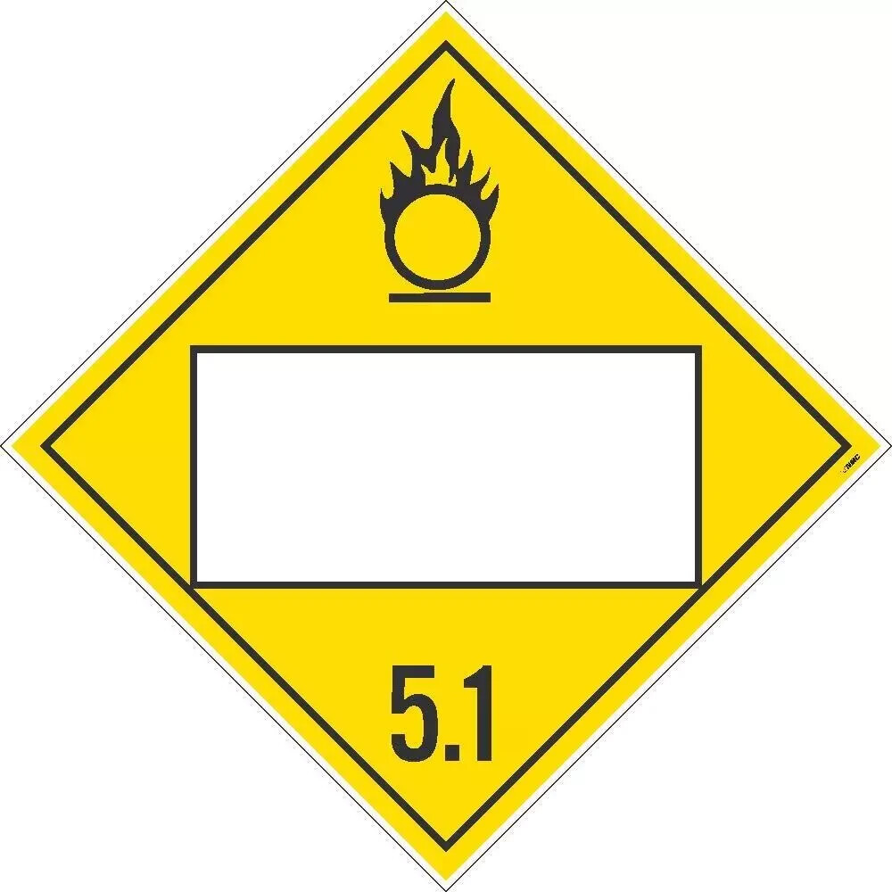 25 Pack DL14BTB50 Safety Sign Placard Oxidizer 5.1 Blank 10.75 X 10.75 Tag Board