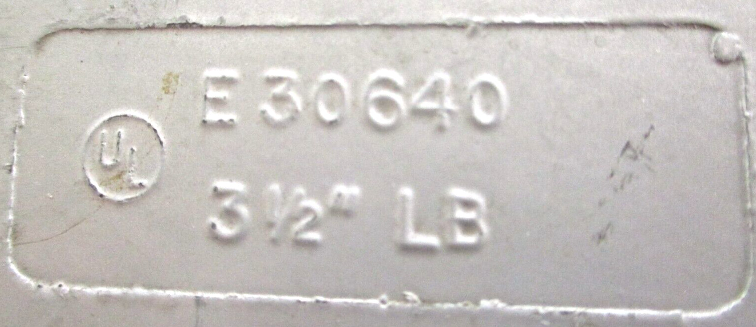 UN-BRANDED , E30640 , 3-1/2″ LB , ALUMINUM CONDUIT ELBOW , w/o COVER , SURPLUS
