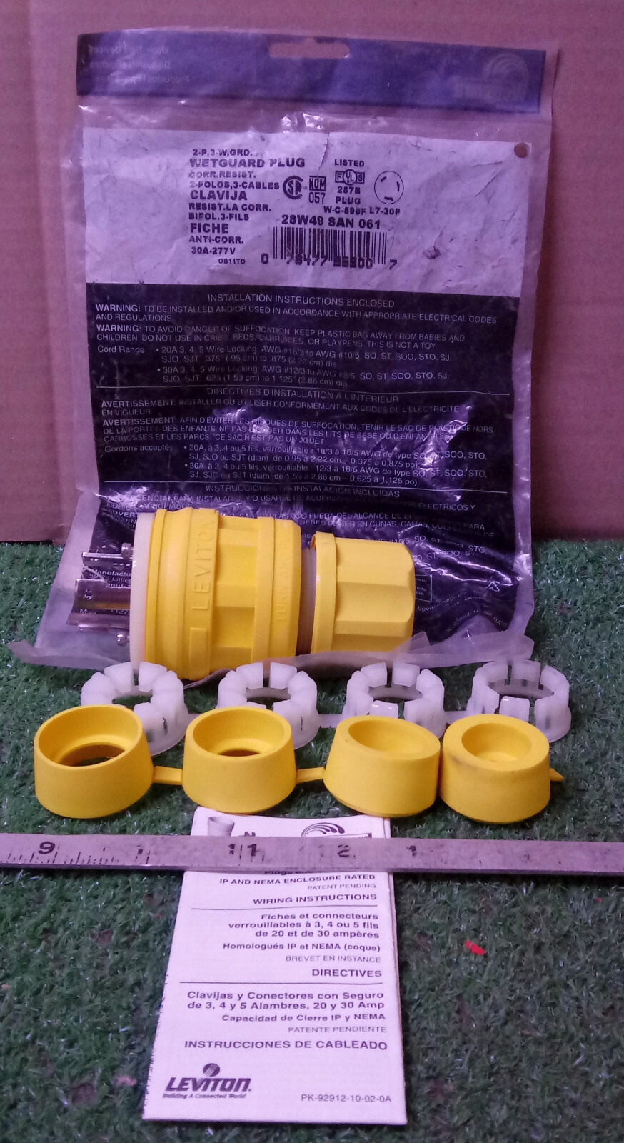 1 NEW LEVITON 28W49 30A-277V AC WET-GUARD PLUG NNB ***MAKE OFFER***