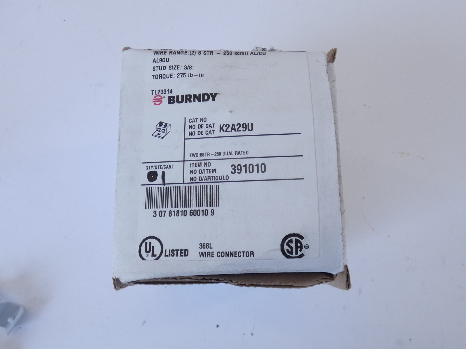 Burndy K2A29U Universal Terminal Wire Connector Lug – NEW Surplus!
