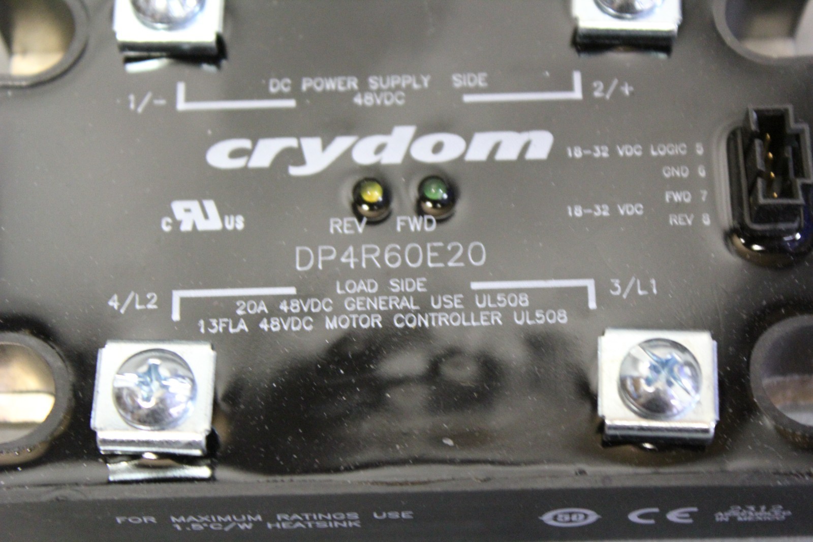 NEW CRYDOM SOLID STATE CONTACTOR MOTOR CONTROLLER 20A 48VDC DP4R60E20