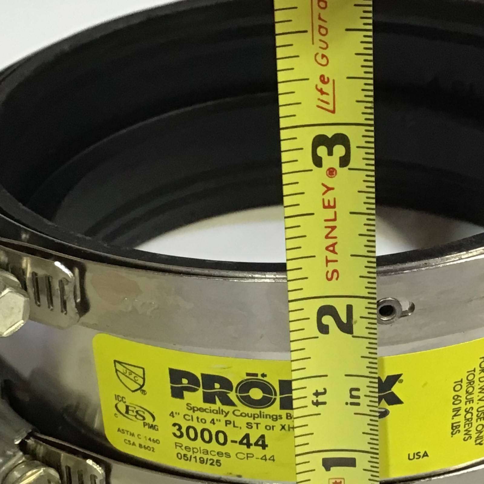 New Fernco 3000-44 Proflex 4″ CI TO 4″ PL, ST, XH CI – EPDM SHIELDED COUPLING