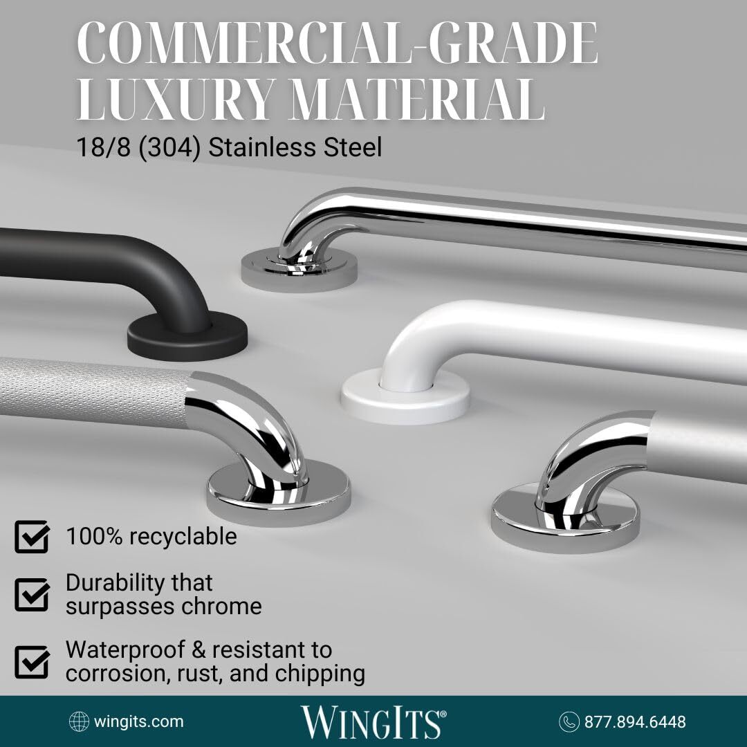 WingIts WGB5PS6 STANDARD Grab Bar, Concealed Mount, Polished Stainless Steel,